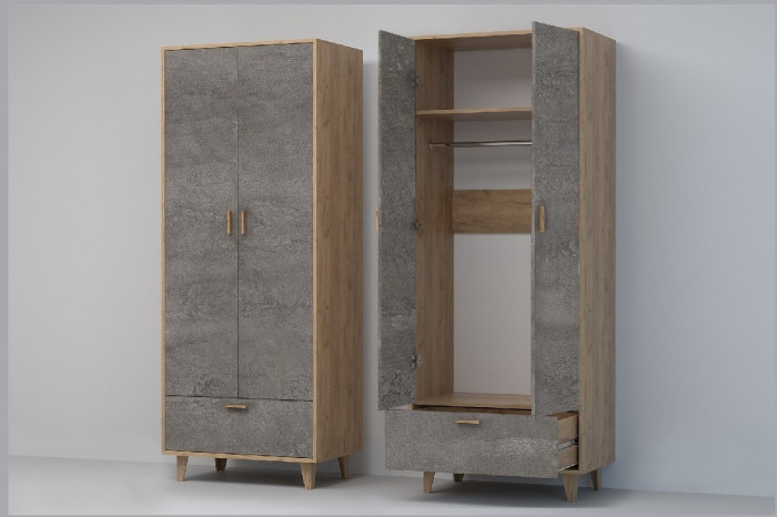 Эго Шкаф ШК-1 НГ (Глянец Белый/Бетон Светлый)