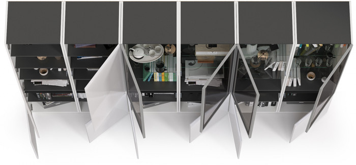 Сидней Комплектация № 019, корпус: белый/чёрный/фасады: МДФ белый глянец