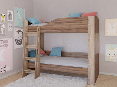 Кровать двухъярусная АСТРА 2 Сонома/Орех без ящика