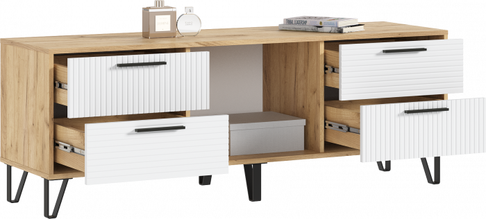 Флэш Тумба ТВ 1500 браш вайт/дуб крафт