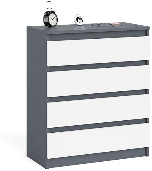 Мори Комод МК800.4, цвет графит/белый, ШхГхВ 80,4х41х94 см.
