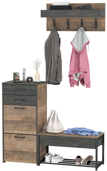 Трувор Прихожая 180, цвет дуб гранж песочный/интра, ШхГхВ 130х37х195 см., универсальная сборка