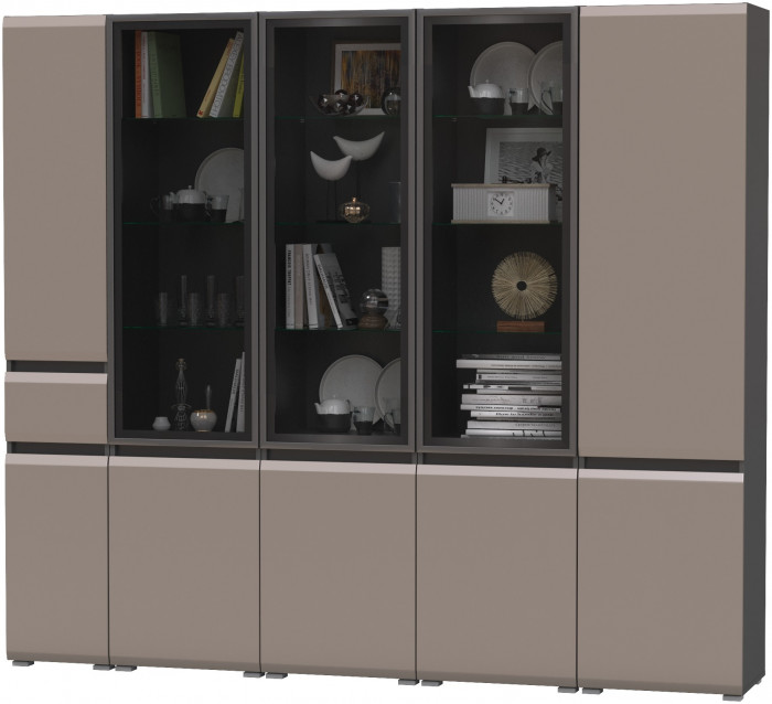 Сидней Комплектация № 020, корпус: антрацит/фасады: МДФ веллюто капучино