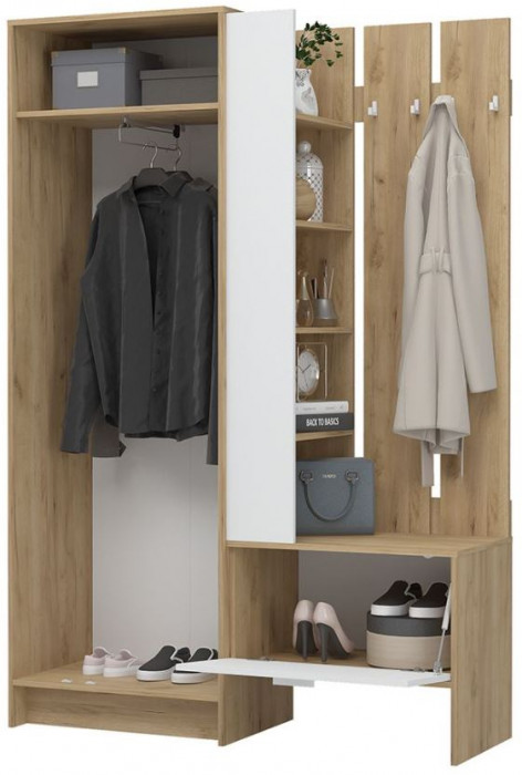 ИРИС ПР-01 Прихожая (1350х2000х455) белый,дуб крафт золото/белый