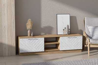 Тумба для ТВ-техники напольная "Иннэс-7", Крафт золотой/Бетон снежный