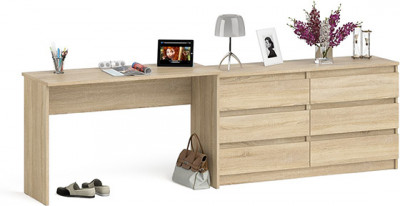 Мори письменный стол МСП1200.1 + Комод МК1380.6, дуб сонома