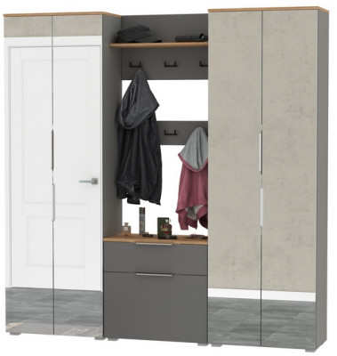 Октава Прихожая 27, серый графит/дуб крафт золотой/фасады МДФ серый графит