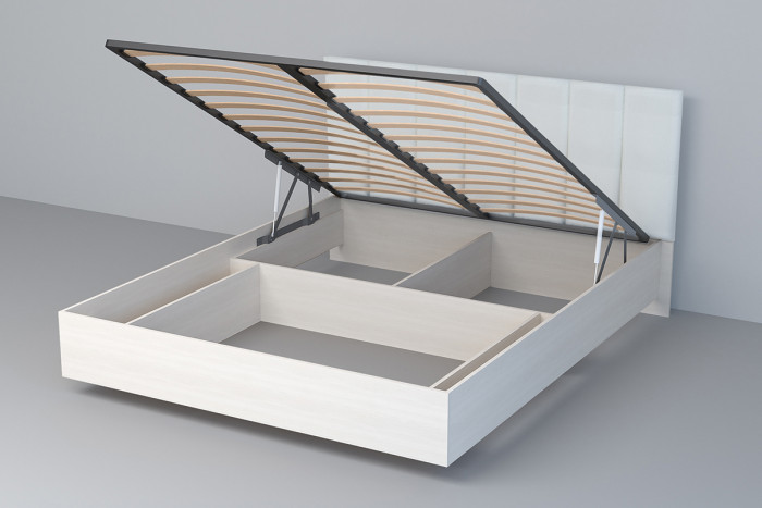 Кровать 1,6 арт.031-М1 (Полосы) - Бодега/Кжз. Белый Глянец (ПМ)