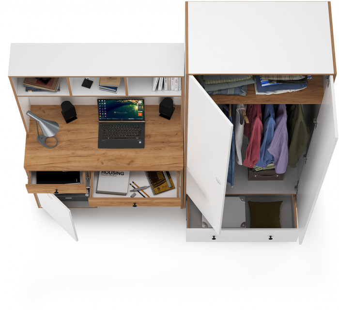 Вуди Компоновка № 20, белый премиум/дуб крафт золотой