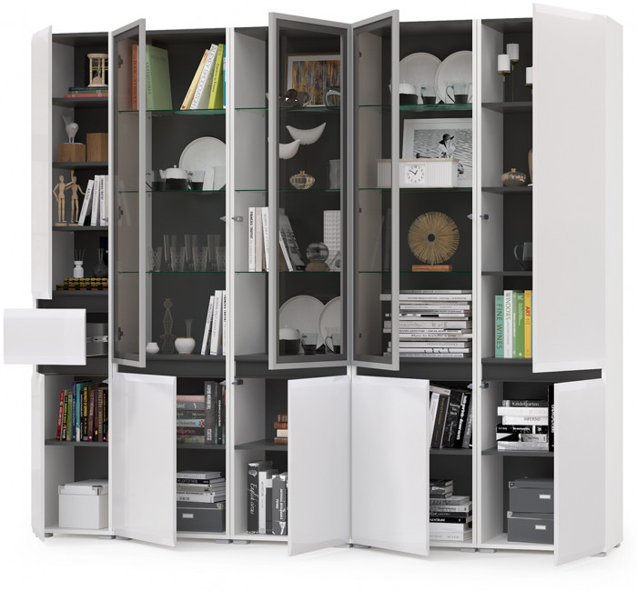 Сидней Комплектация № 020, корпус: белый/чёрный/фасады: МДФ белый глянец