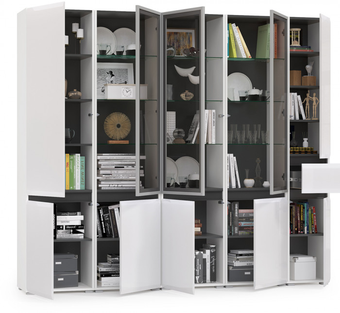 Сидней Комплектация № 020, корпус: белый/чёрный/фасады: МДФ белый глянец