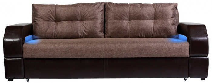 Диван-кровать Манчестер, еврокнижка, рогожка/экокожа, 150х195, коричневый