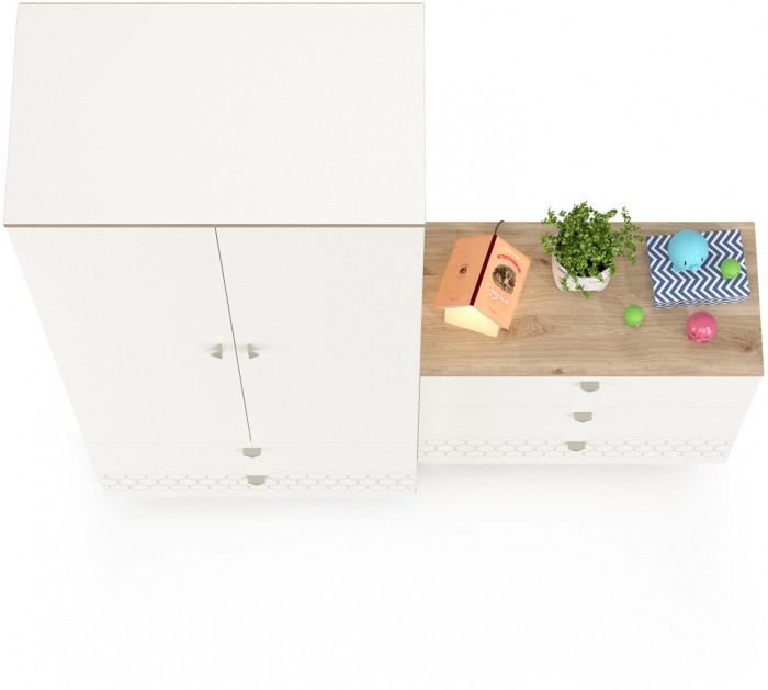 Эйп 13.334 Шкаф для одежды + 13.322 Комод, белый/дуб белый