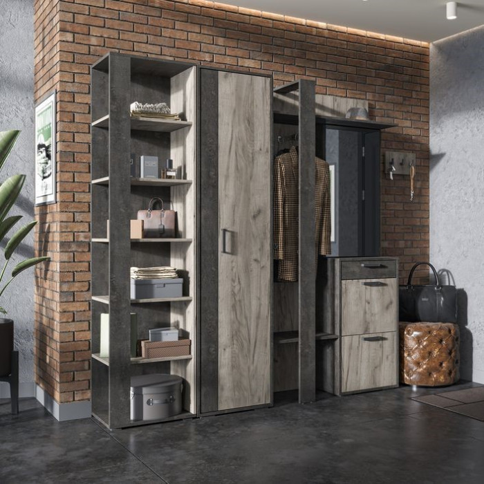 Эдинбург прихожая железный камень/дуб крафт серый