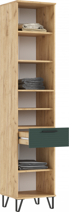 Флэш Прихожая Пенал открытый (Браш Мени Грин, Дуб Крафт)