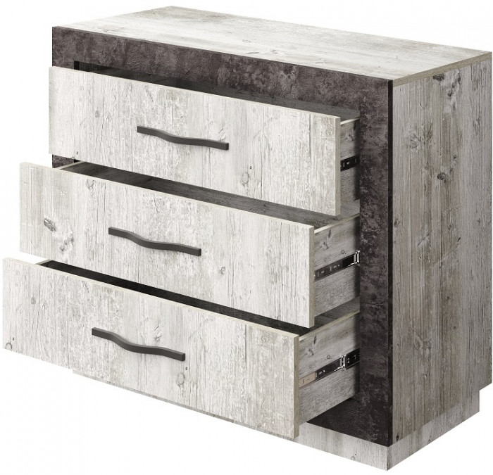 Комод с 3-мя ящиками "Эстель" - Дуб полярный/Сосна натуральная