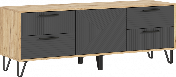 Флэш Тумба ТВ 1500 браш графит/дуб крафт