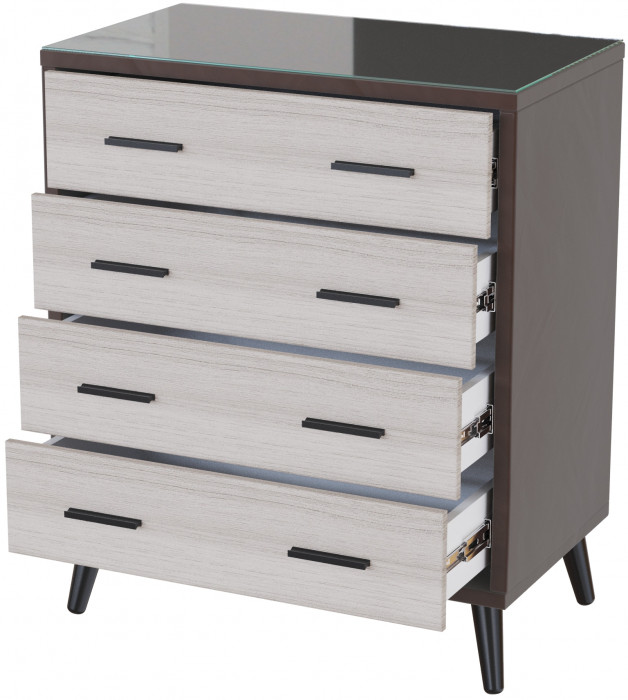 Комод интерьерный Ланс коричневый/мдф сандал белый