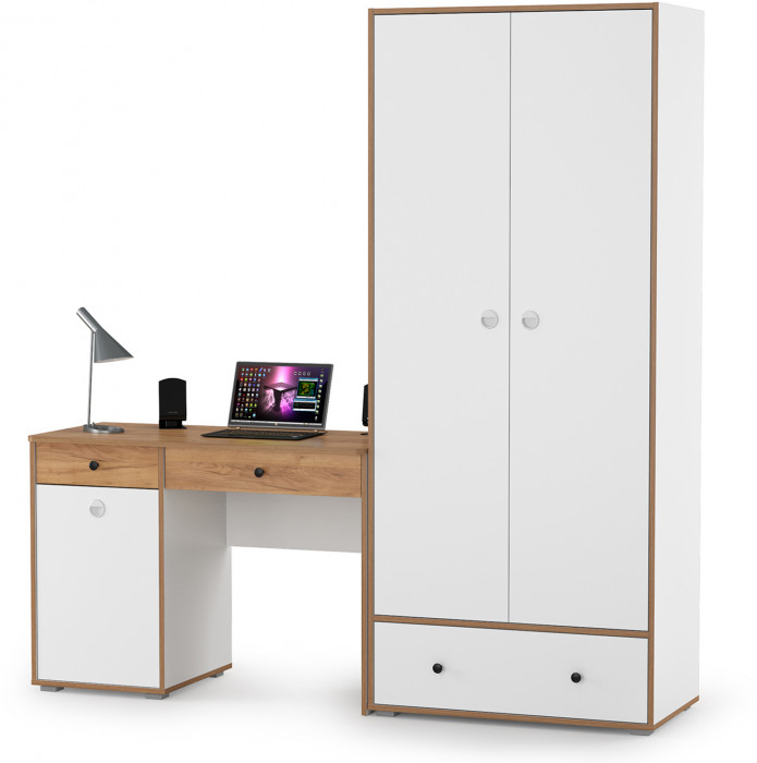 Вуди Компоновка № 21, белый премиум/дуб крафт золотой