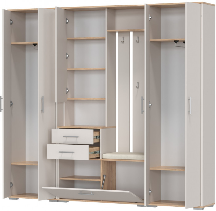 Прихожая Домино 4, дуб крафт золотой/кашемир серый