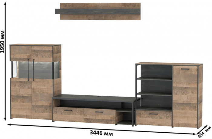 Трувор Гостиная 053, дуб гранж песочный/интра