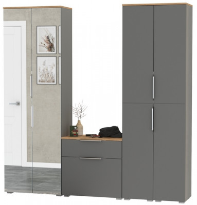 Октава Прихожая 28, серый графит/дуб крафт золотой/фасады МДФ серый графит