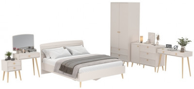 Афина Спальня 09-1600, цвет кашемир серый, сп.м. 1600х2000 мм., б/м, основание есть - фанера