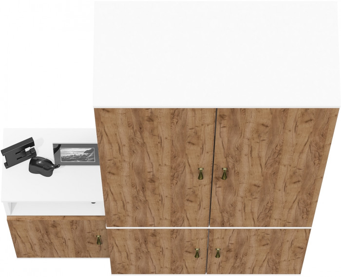 Лидер-8 Шкаф МД 20Б + Тумба МД 3.19, цвет белый шагрень/крафт золото, ШхГхВ 120х37,5х190 см., НЕ универсальная сборка