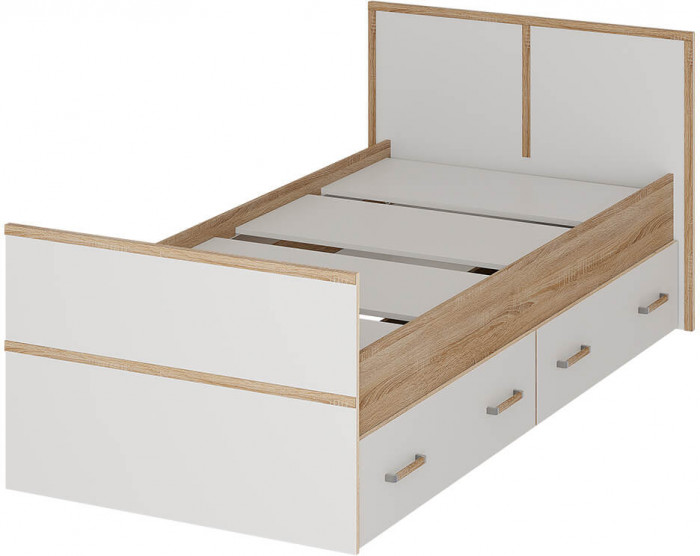Кровать без основания 0,9 м "Сакура" дуб сонома/белый