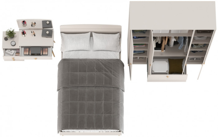 Афина Спальня 10-1200, цвет кашемир серый, сп.м. 1200х2000 мм., б/м, основание есть - фанера