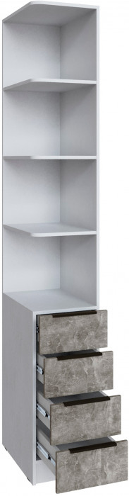 Угловое завершение Мадрид (0,35) с 4 ящ. левое, Белый/Ателье светлое