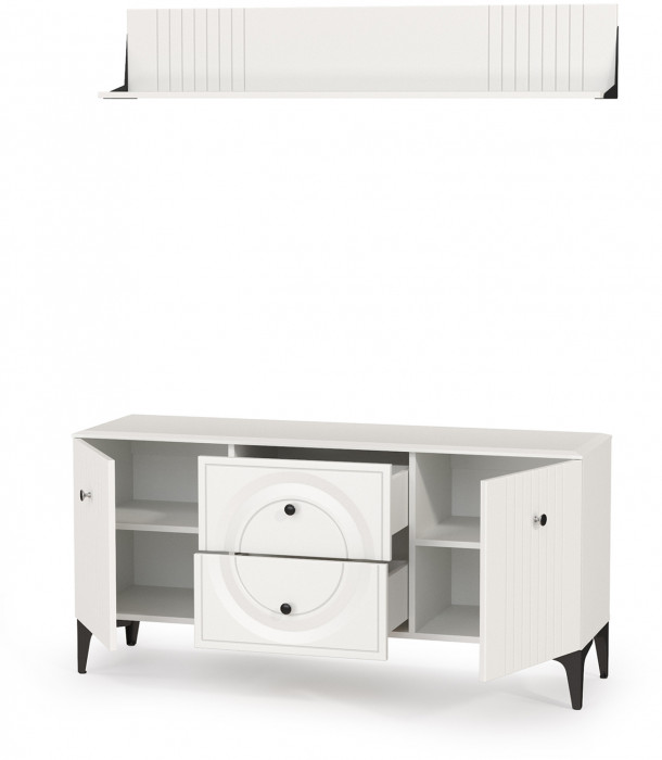 Валенсия Гостиная № 050, ЛДСП белый шагрень/МДФ белый шагрень