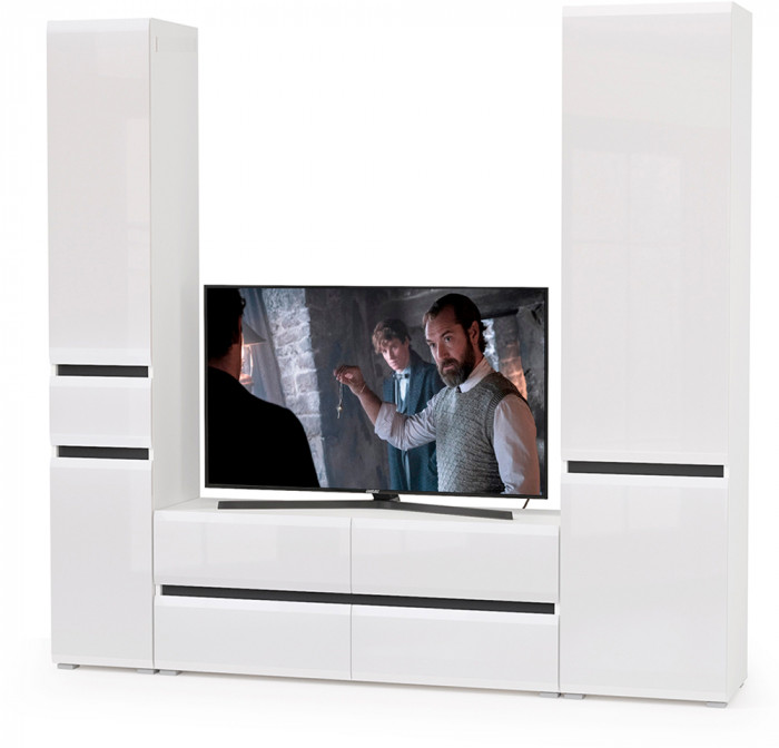 Сидней Комплектация № 022, корпус: белый/чёрный/фасады: МДФ белый глянец