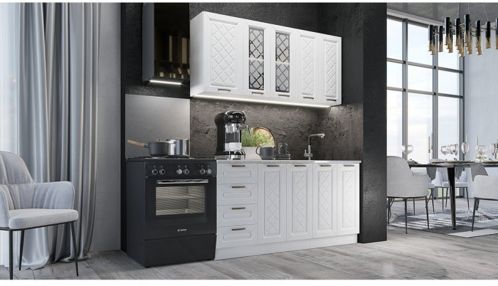 Кухня МДФ Агава 1600 (лиственница темная, Белый)