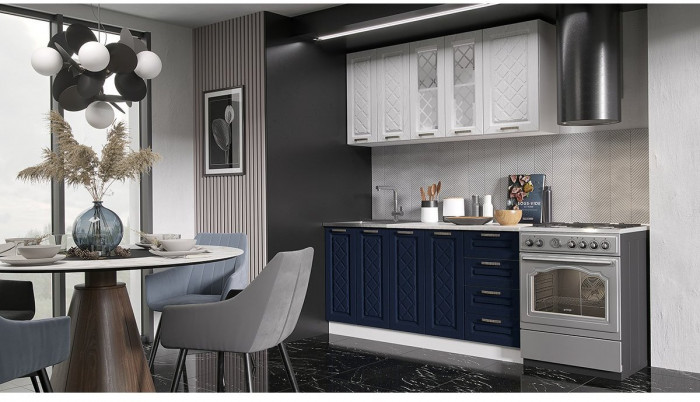 Кухня МДФ Агава 1600 (лиственница темная, Белый)