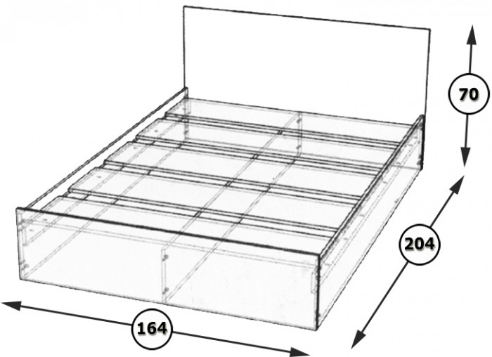 Стандарт Кровать 1600, цвет дуб сонома, ШхГхВ 163,5х203,5х70 см., сп.м. 1600х2000 мм., без матраса, основание есть
