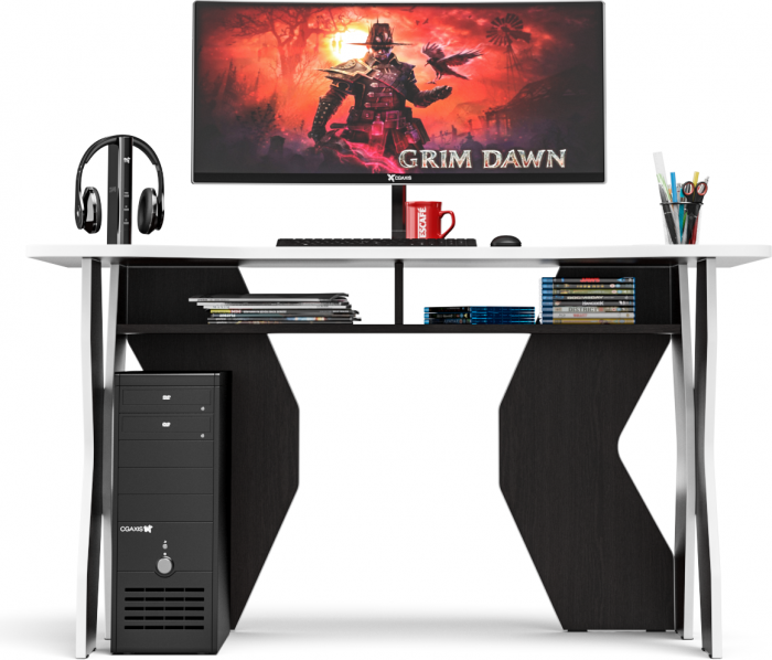 Стол компьютерный С-МД-СК5-1400, цвет венге/кромка белая, ШхГхВ 140х90х75 см. (Стол для геймера Краб-5)