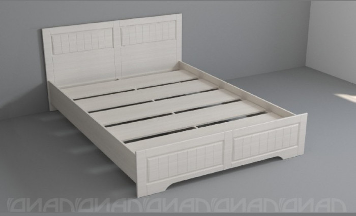 КЭТ-6 Кантри Кровать 160, с настилом ЛДСП (Бодега белая / Сандал)