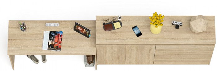 Мори письменный стол МСП1200.1 + Комод МК1600.1, дуб сонома