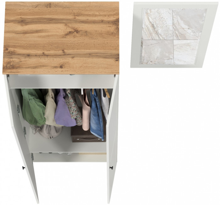 Остин Прихожая 07, цвет белый шагрень/дуб крафт золотой, ШхГхВ 139,5х54,3х229,6 см., универсальная сборка