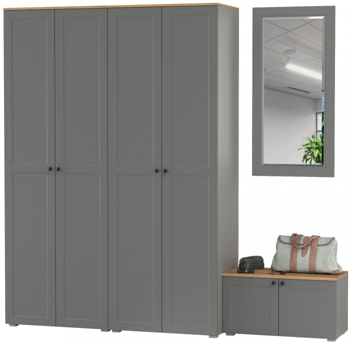 Остин Прихожая 30, серый графит/дуб крафт золотой