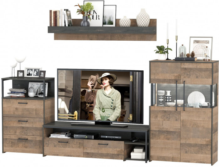 Трувор Гостиная 065, дуб гранж песочный/интра