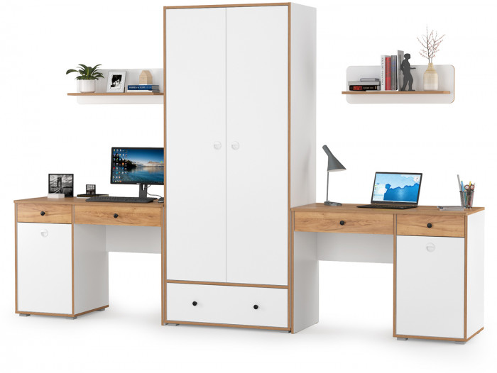 Вуди Компоновка № 26, белый премиум/дуб крафт золотой