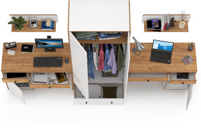 Вуди Компоновка № 26, белый премиум/дуб крафт золотой