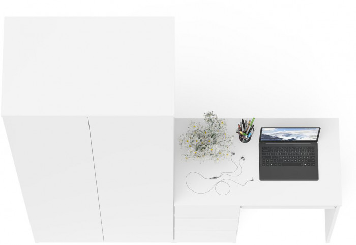 Мори Стол компьютерный МС-6 левый + Шкаф МШ800.1, цвет белый, ШхГхВ 170,4х50,4х209,6 см., выдвижные ящики слева, НЕ универсальная сборка