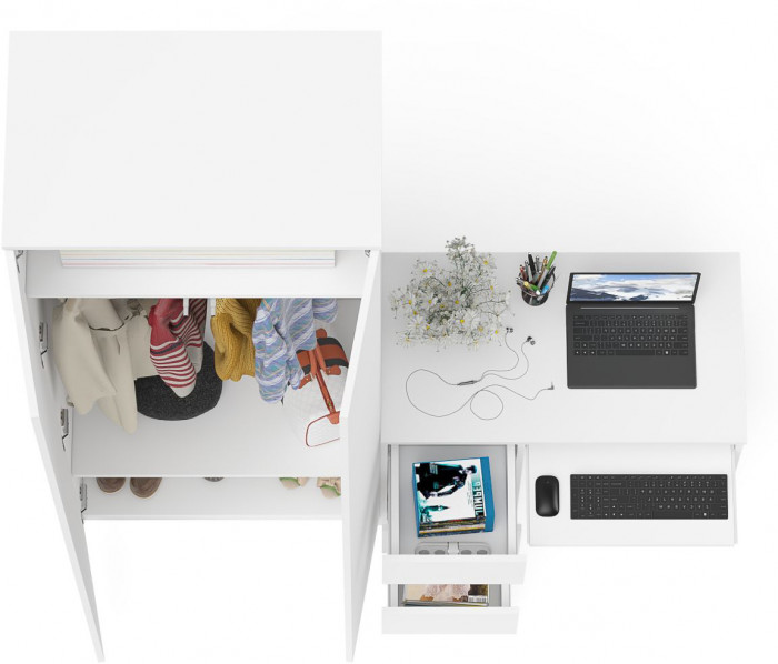 Мори Стол компьютерный МС-6 левый + Шкаф МШ800.1, цвет белый, ШхГхВ 170,4х50,4х209,6 см., выдвижные ящики слева, НЕ универсальная сборка