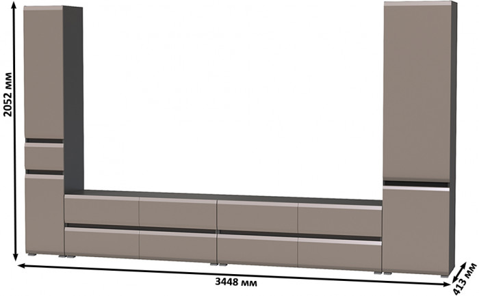Сидней Комплектация № 134, корпус: антрацит/фасады: МДФ веллюто капучино