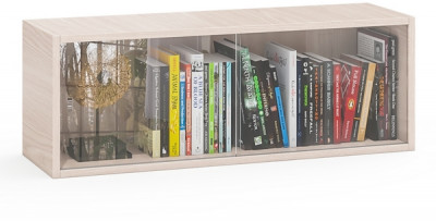 Полка книжная С-МД-КН01, цвет ясень шимо светлый, ШхГхВ 83х25х30 см., стеклянные дверцы