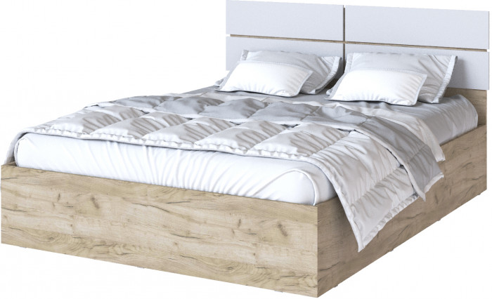 Кровать "Теана" 160х200, с настилом ЛДСП - Крафт серый/мдф светло-серый