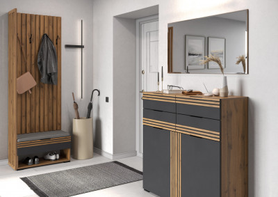 Прихожая Нао, набор №5, Дуб вотан/Графит, Вотан, Simple 27